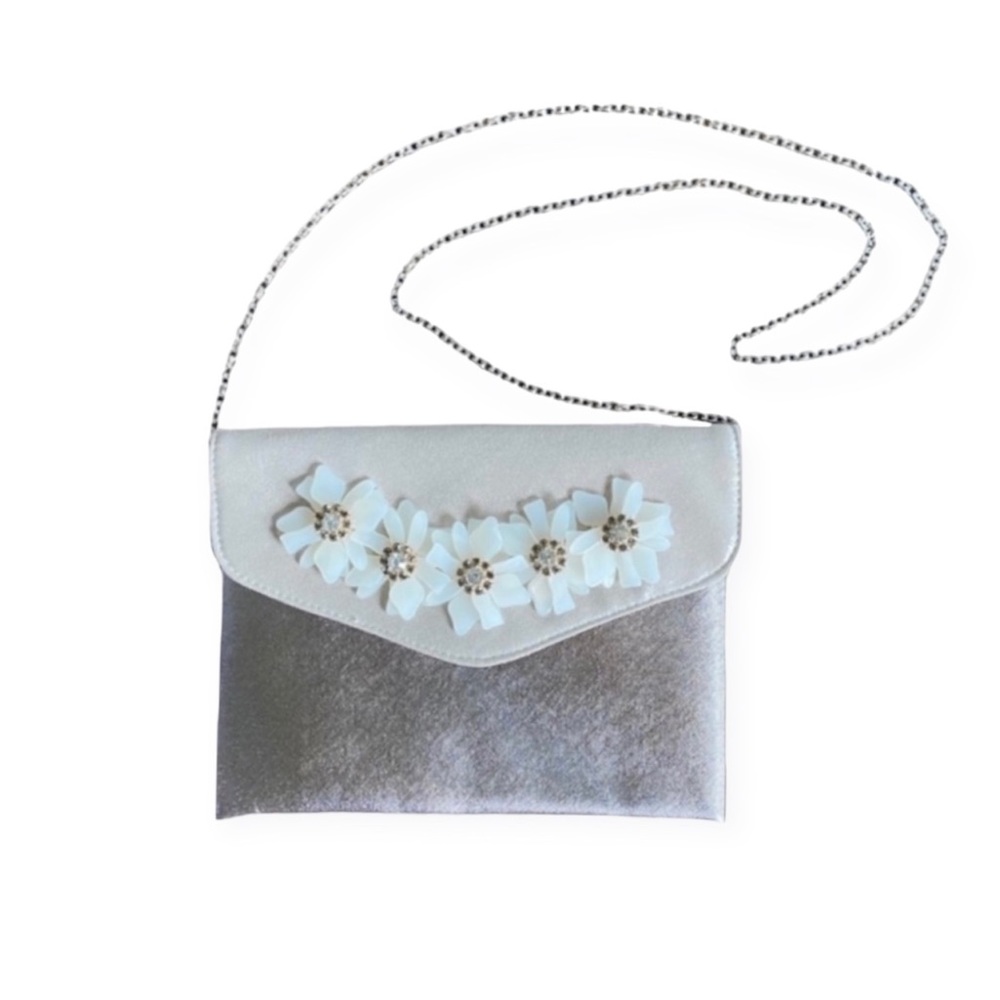 Kate Landry Beaded Floral Embellished Envelope Evening Bag Crossbody Clutch